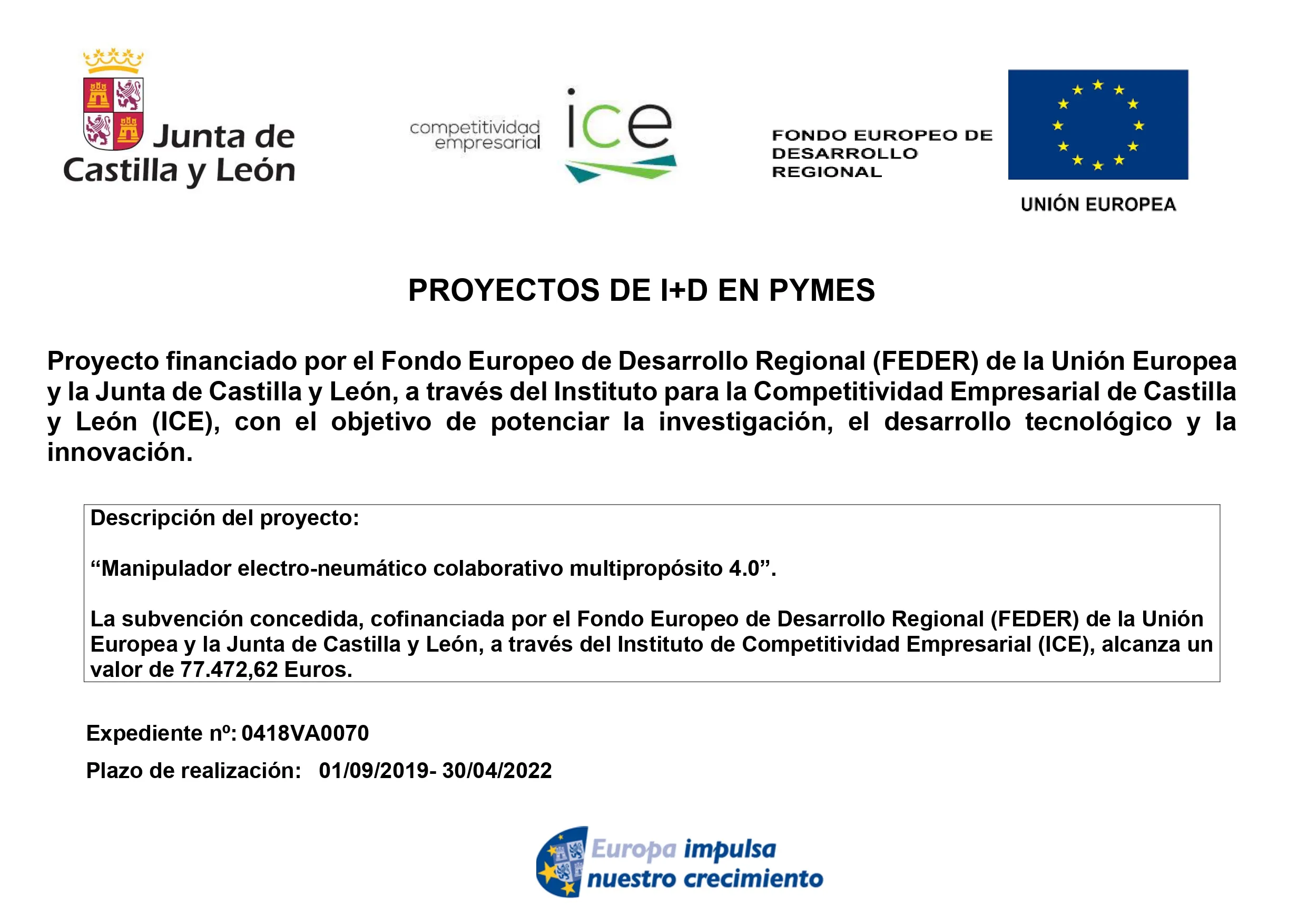 Confinanciacion FSE y JCYL 04/18/VA/0070